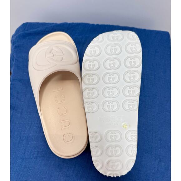 Gucci Miami Platform Slides Interlocking G Rubber Beige Size (38) 7 Women’s - Picture 7 of 16